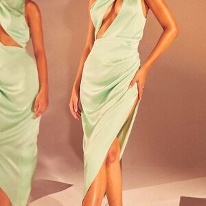 Elegant Mint Green Draped Dress